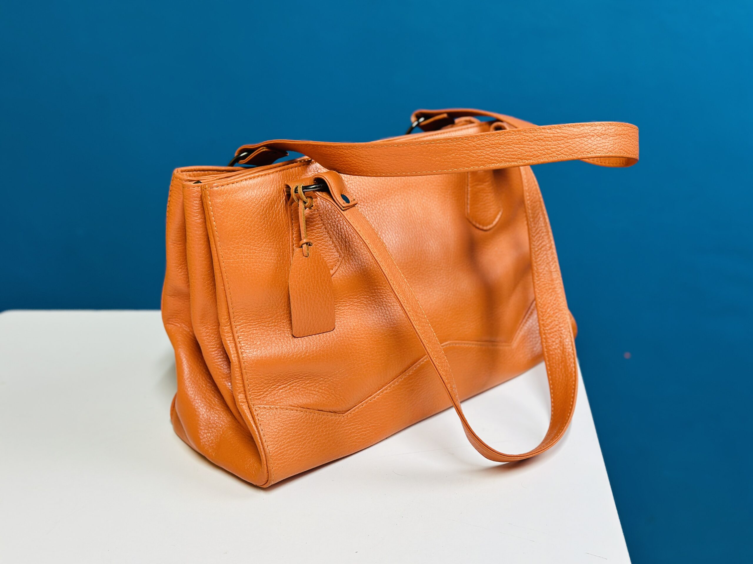 Original Leather Handbag for Women – Orange color - Image 4