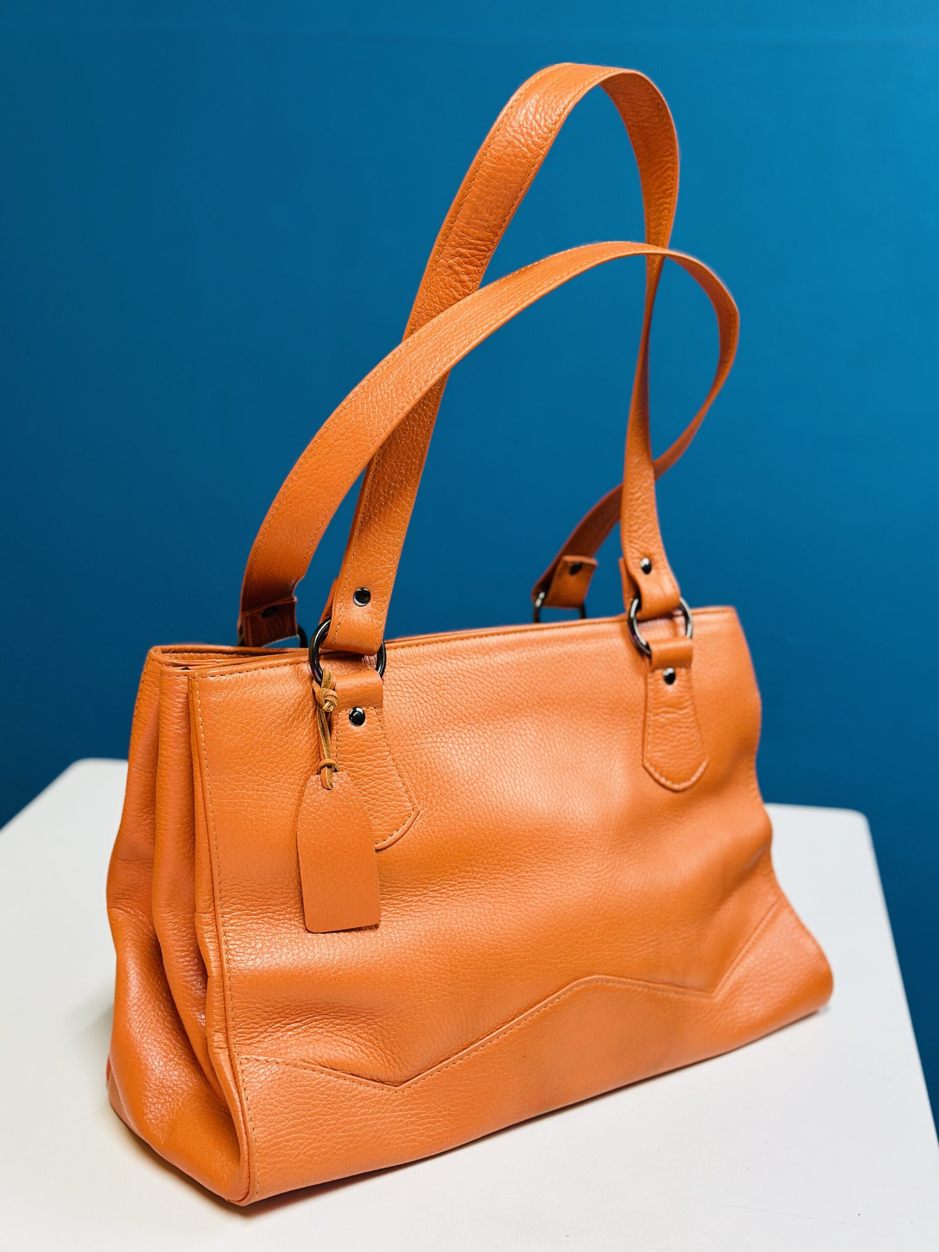 Original Leather Handbag for Women – Orange color - Image 3
